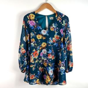 Show me Your Mumu | Teal floral blouse S